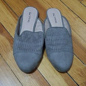 Taupe slide loafers